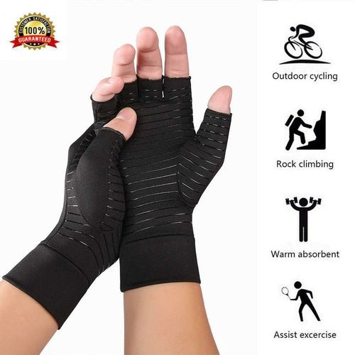 Compression Arthritis Glove Unisex Joint Pain Relief Half Finger Brace - Leadinggene.com