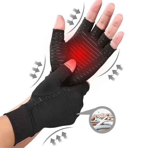 Compression Arthritis Glove Unisex Joint Pain Relief Half Finger Brace - Leadinggene.com