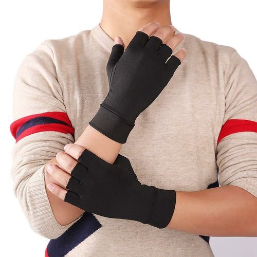 Compression Arthritis Glove Unisex Joint Pain Relief Half Finger Brace - Leadinggene.com