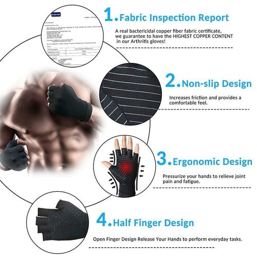 Compression Arthritis Glove Unisex Joint Pain Relief Half Finger Brace - Leadinggene.com