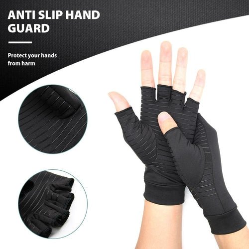 Compression Arthritis Glove Unisex Joint Pain Relief Half Finger Brace - Leadinggene.com