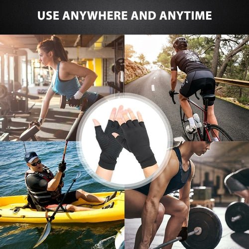 Compression Arthritis Glove Unisex Joint Pain Relief Half Finger Brace - Leadinggene.com