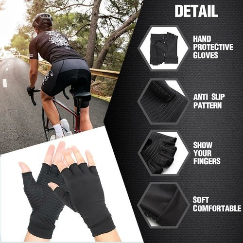 Compression Arthritis Glove Unisex Joint Pain Relief Half Finger Brace - Leadinggene.com