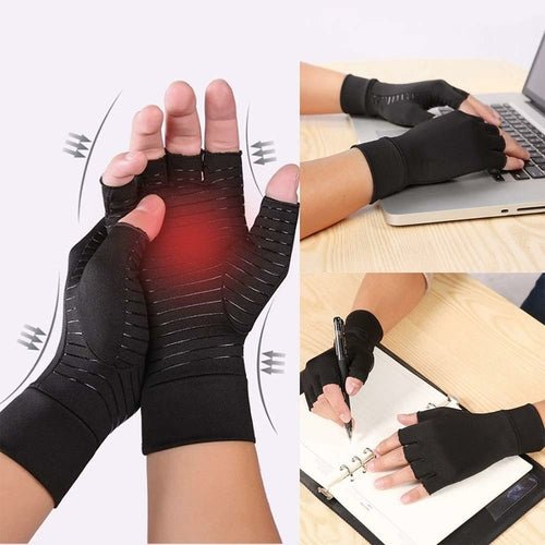 Compression Arthritis Glove Unisex Joint Pain Relief Half Finger Brace - Leadinggene.com