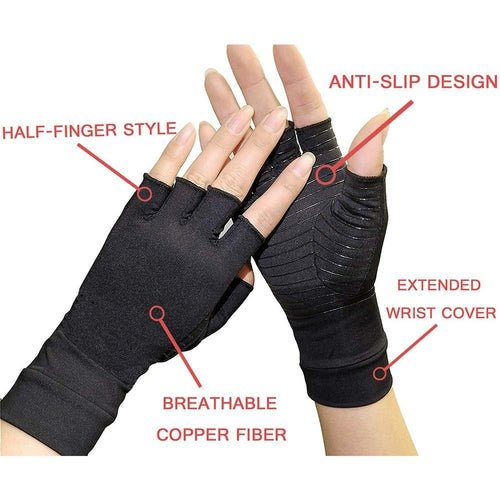 Compression Arthritis Glove Unisex Joint Pain Relief Half Finger Brace - Leadinggene.com