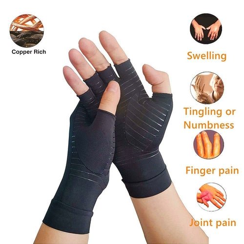 Compression Arthritis Glove Unisex Joint Pain Relief Half Finger Brace - Leadinggene.com