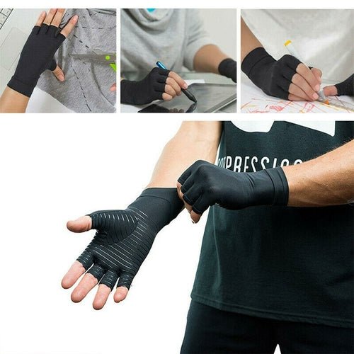 Compression Arthritis Glove Unisex Joint Pain Relief Half Finger Brace - Leadinggene.com